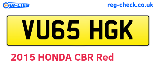 VU65HGK are the vehicle registration plates.