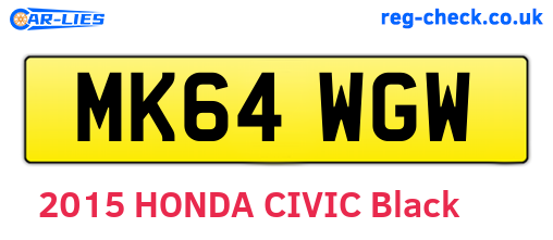 MK64WGW are the vehicle registration plates.