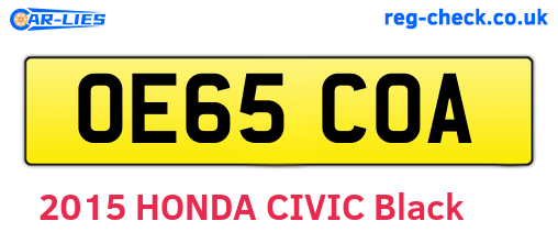 OE65COA are the vehicle registration plates.