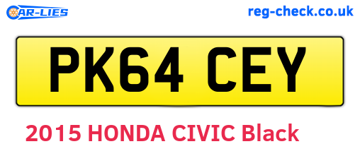 PK64CEY are the vehicle registration plates.
