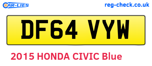 DF64VYW are the vehicle registration plates.