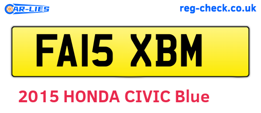 FA15XBM are the vehicle registration plates.