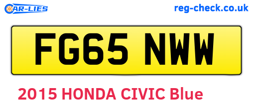 FG65NWW are the vehicle registration plates.