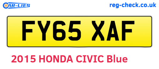 FY65XAF are the vehicle registration plates.