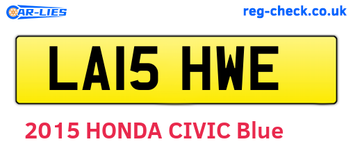 LA15HWE are the vehicle registration plates.