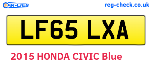 LF65LXA are the vehicle registration plates.