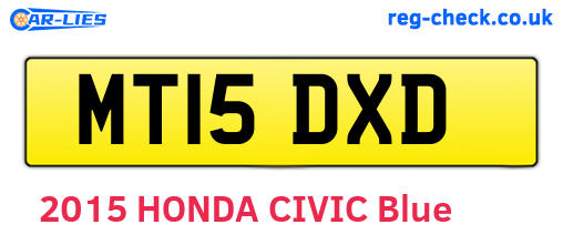 MT15DXD are the vehicle registration plates.