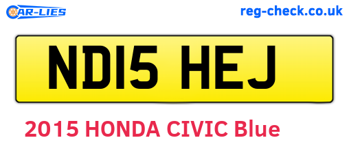 ND15HEJ are the vehicle registration plates.