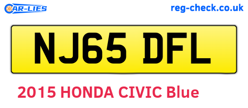 NJ65DFL are the vehicle registration plates.