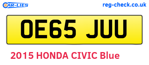 OE65JUU are the vehicle registration plates.