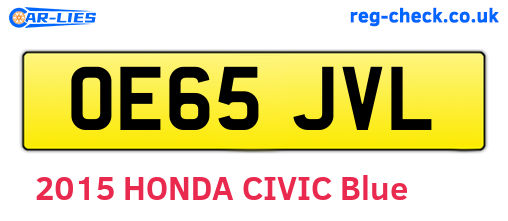 OE65JVL are the vehicle registration plates.