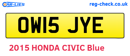 OW15JYE are the vehicle registration plates.