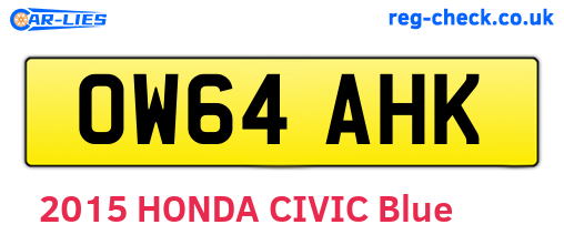 OW64AHK are the vehicle registration plates.