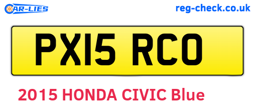 PX15RCO are the vehicle registration plates.