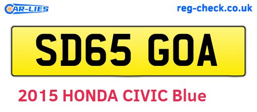 SD65GOA are the vehicle registration plates.