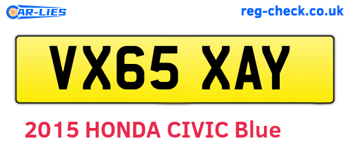 VX65XAY are the vehicle registration plates.