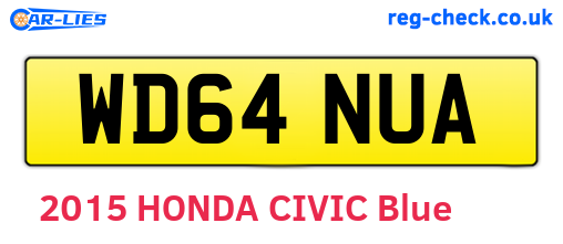 WD64NUA are the vehicle registration plates.