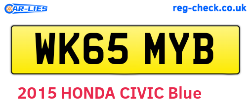 WK65MYB are the vehicle registration plates.