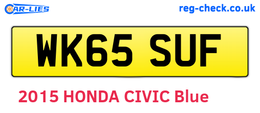 WK65SUF are the vehicle registration plates.