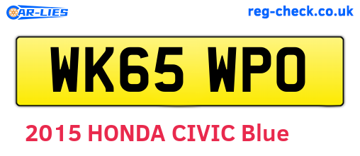WK65WPO are the vehicle registration plates.