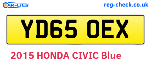 YD65OEX are the vehicle registration plates.