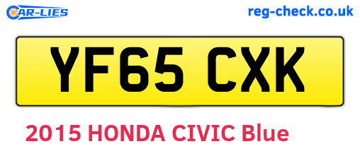 YF65CXK are the vehicle registration plates.
