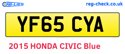 YF65CYA are the vehicle registration plates.