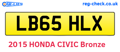 LB65HLX are the vehicle registration plates.