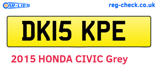 DK15KPE are the vehicle registration plates.