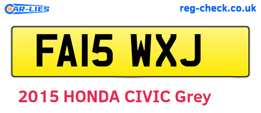 FA15WXJ are the vehicle registration plates.