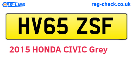 HV65ZSF are the vehicle registration plates.