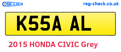 K55AAL are the vehicle registration plates.