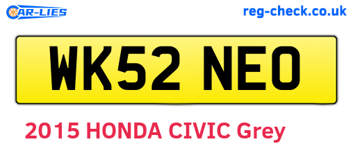WK52NEO are the vehicle registration plates.