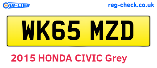 WK65MZD are the vehicle registration plates.