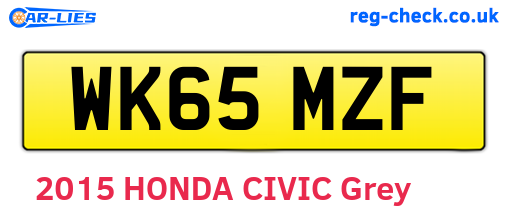 WK65MZF are the vehicle registration plates.