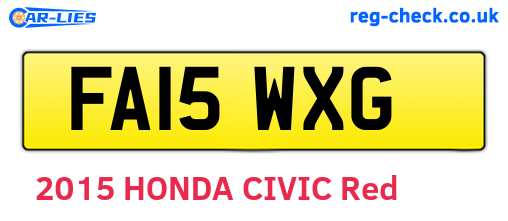 FA15WXG are the vehicle registration plates.