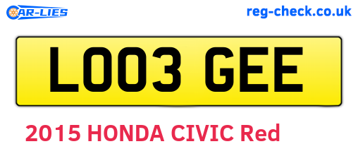 LO03GEE are the vehicle registration plates.