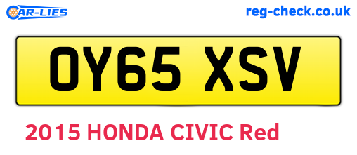 OY65XSV are the vehicle registration plates.