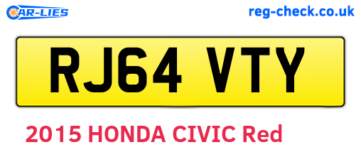RJ64VTY are the vehicle registration plates.