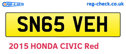 SN65VEH are the vehicle registration plates.