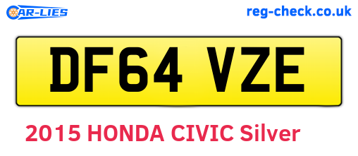 DF64VZE are the vehicle registration plates.