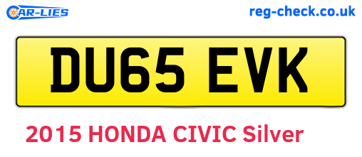 DU65EVK are the vehicle registration plates.