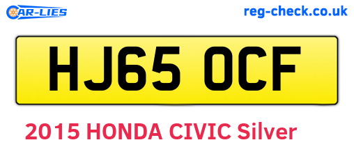 HJ65OCF are the vehicle registration plates.