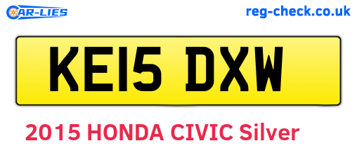 KE15DXW are the vehicle registration plates.