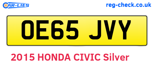 OE65JVY are the vehicle registration plates.