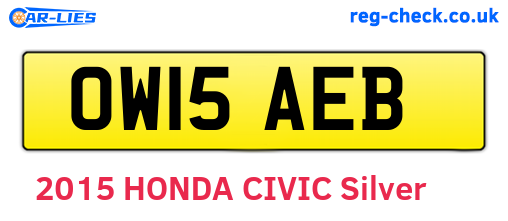 OW15AEB are the vehicle registration plates.