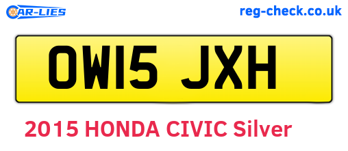 OW15JXH are the vehicle registration plates.