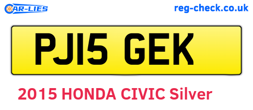 PJ15GEK are the vehicle registration plates.