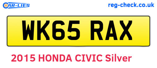 WK65RAX are the vehicle registration plates.