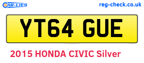 YT64GUE are the vehicle registration plates.